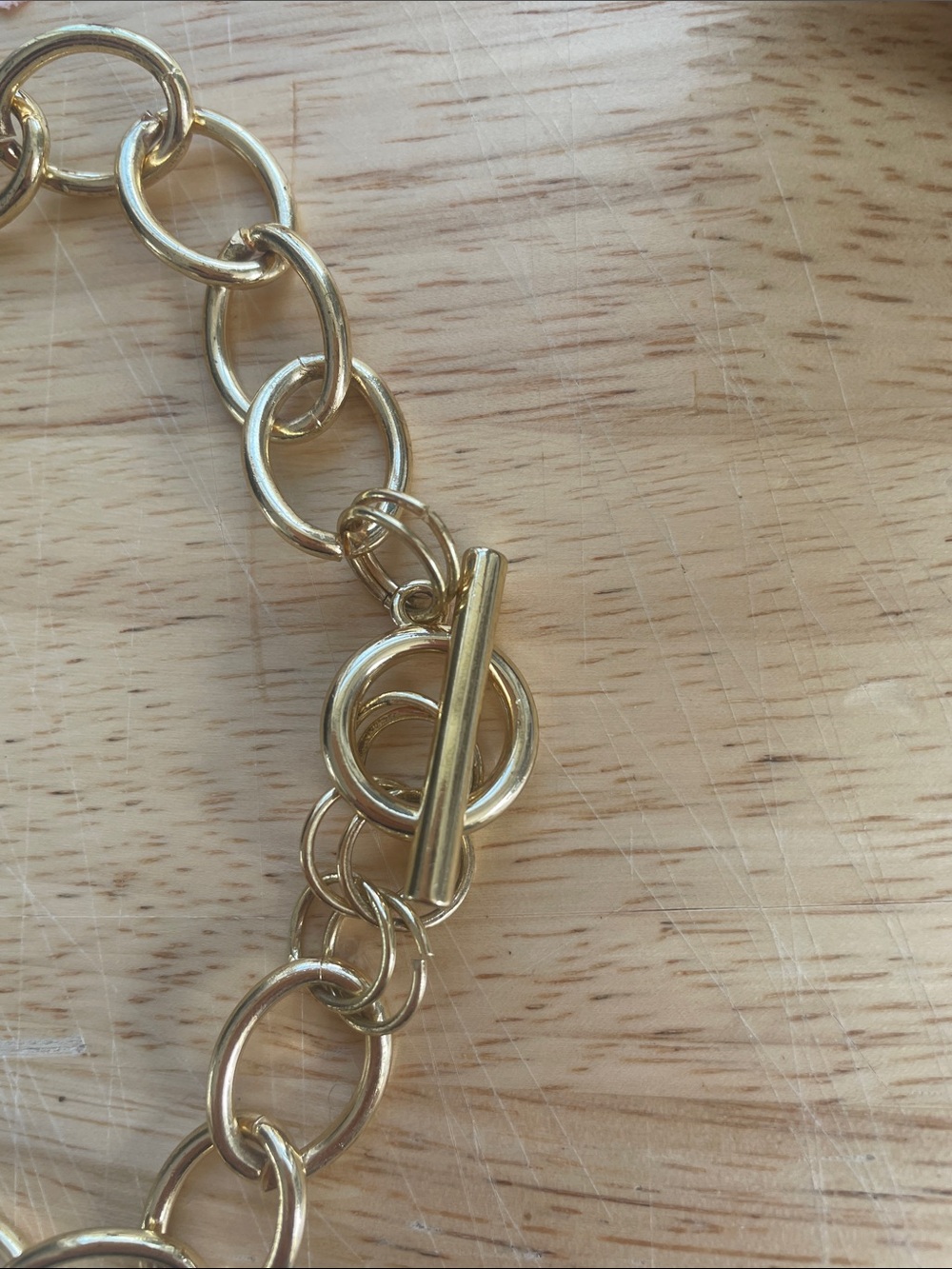Gold Chain Link Toggle W/ mint and Crystal links Paired with Jadeite Beads - Picture 5 of 10